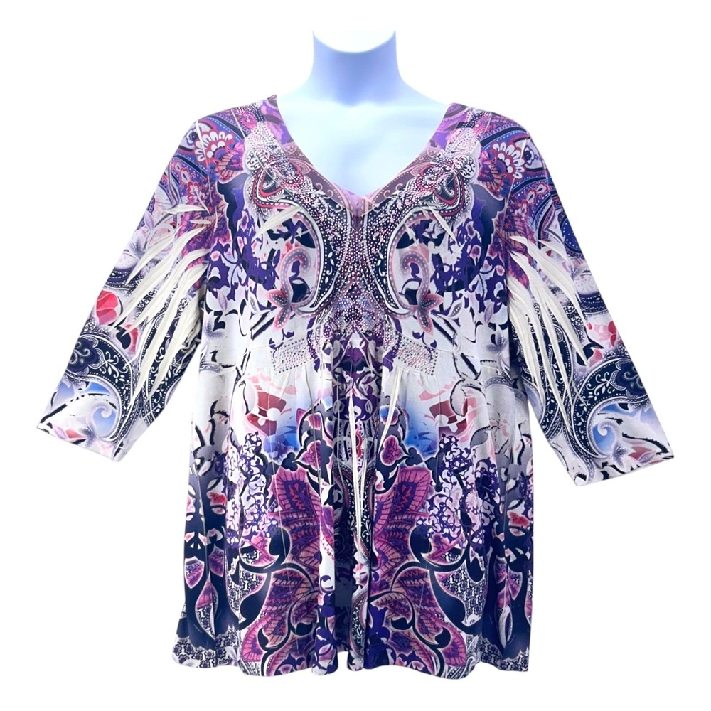 One‎ World Paisley Tunic Purple 3X